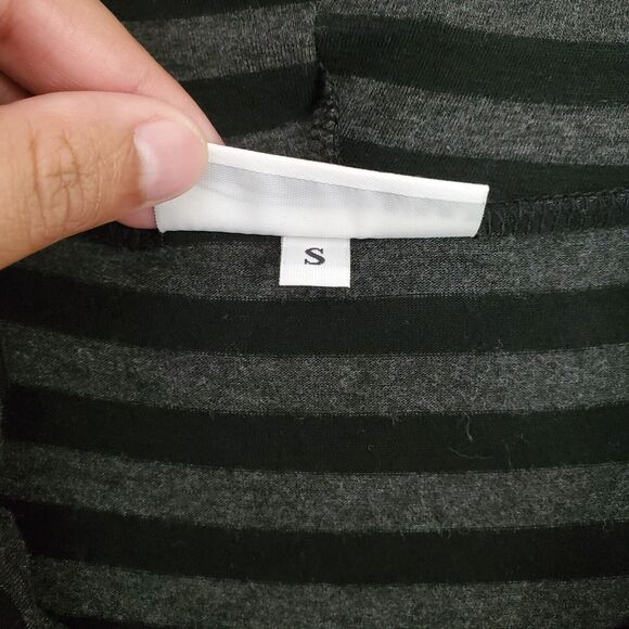 Bryn Walker Women's Gray Black Stripe Cowl Neck Lagenlook Asymmetric Dress Small - Picture 3 of 6